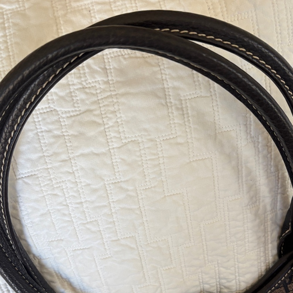 Dooney & Bourke Brown Logo Shoulder Tote with Gold Hardware - Picture 4 of 6